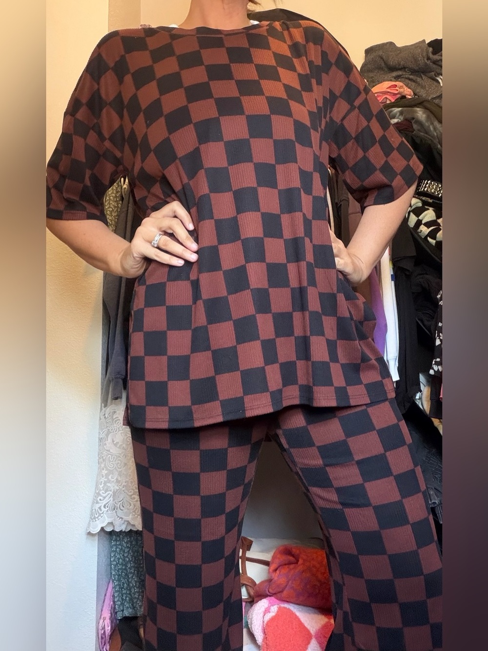 Jane by Jade Checkerboard Set in Brown and Black